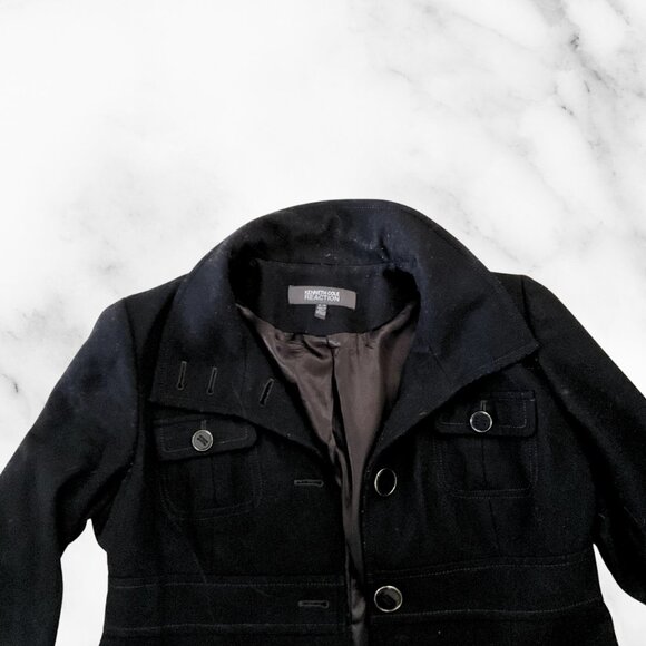 Kenneth Cole Reaction Black Pea Coat - Picture 2 of 4